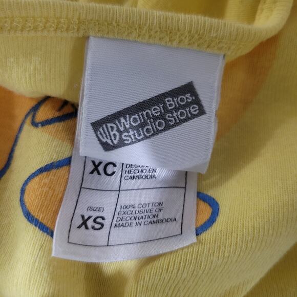 Warner Bros Y2K Tweety Dress Yellow Cotton Jersey Knit Side Slits Mini Tank XS - Picture 7 of 14